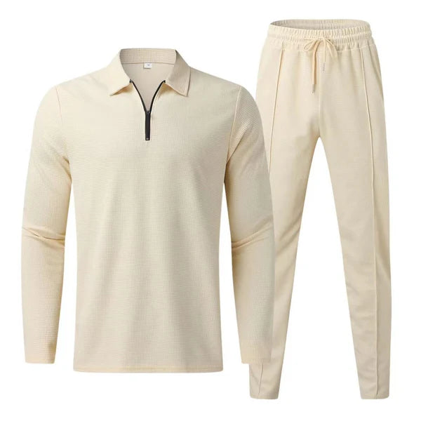 Isaac – Minimalist Polo Sweat Set with Slim Jogger Trousers