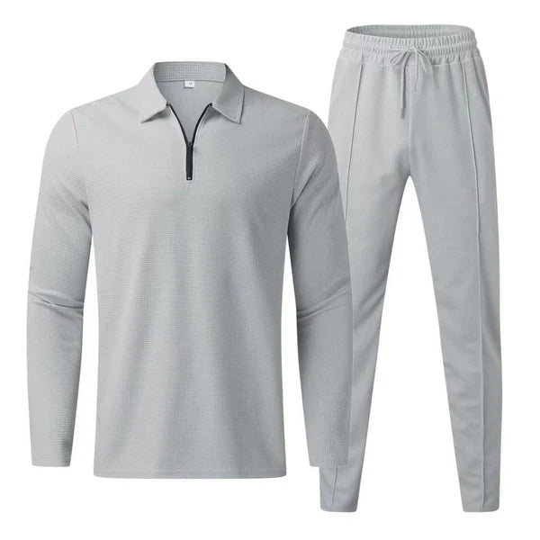 Isaac – Minimalist Polo Sweat Set with Slim Jogger Trousers