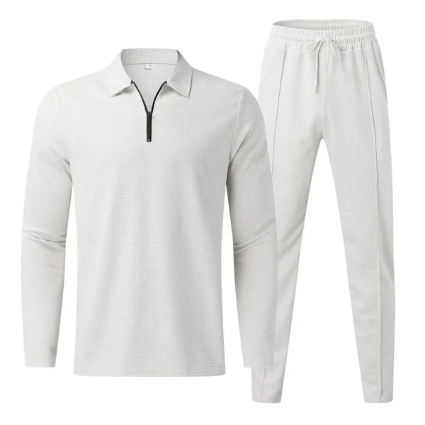 Isaac – Minimalist Polo Sweat Set with Slim Jogger Trousers