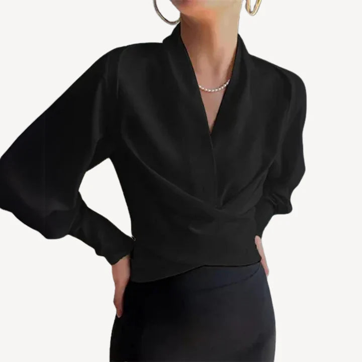 Juliette - Minimalist V-Neck Wrap Blouse with Tailored Fit