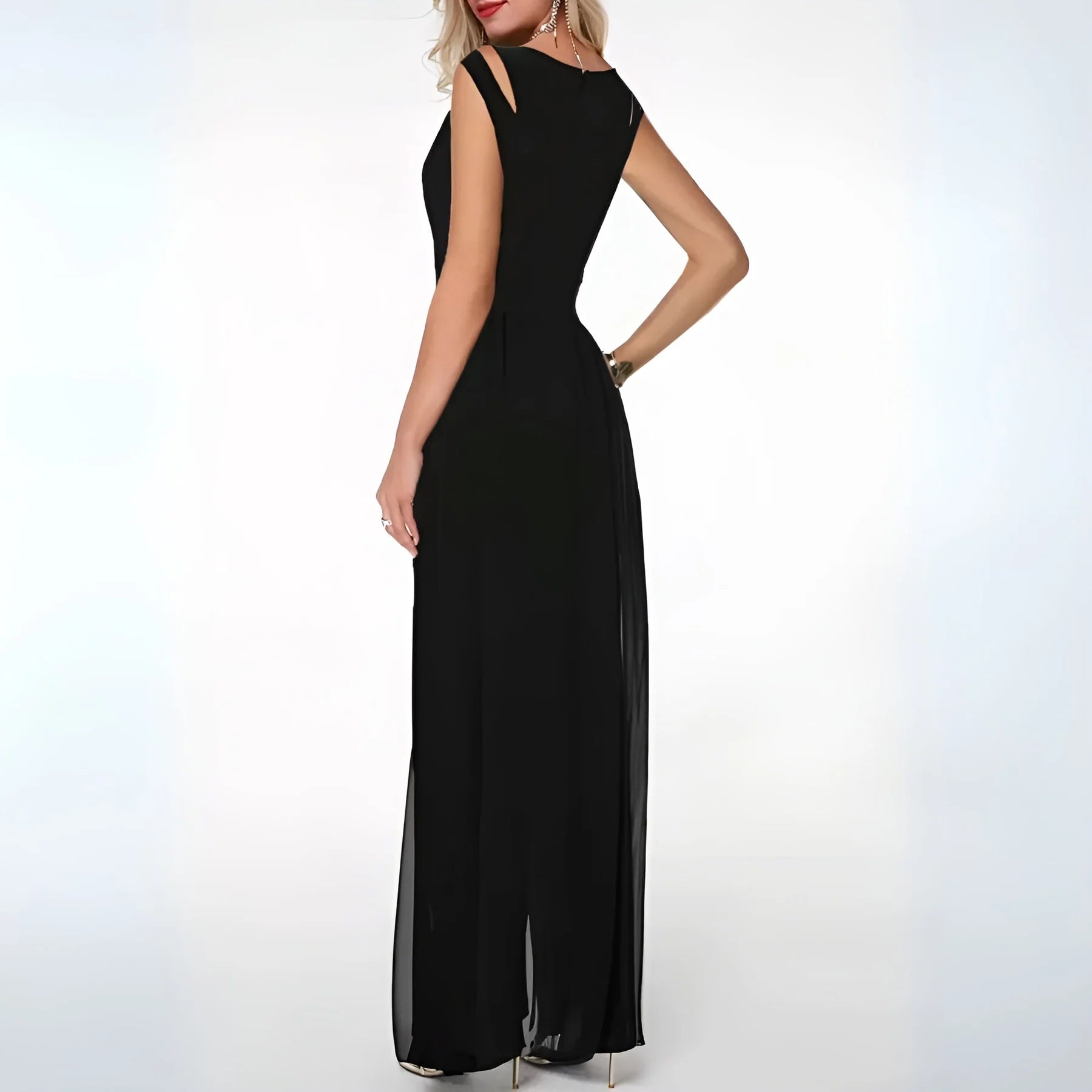 Larena - Sleeveless Jumpsuit with Sheer Wide-Leg Panels