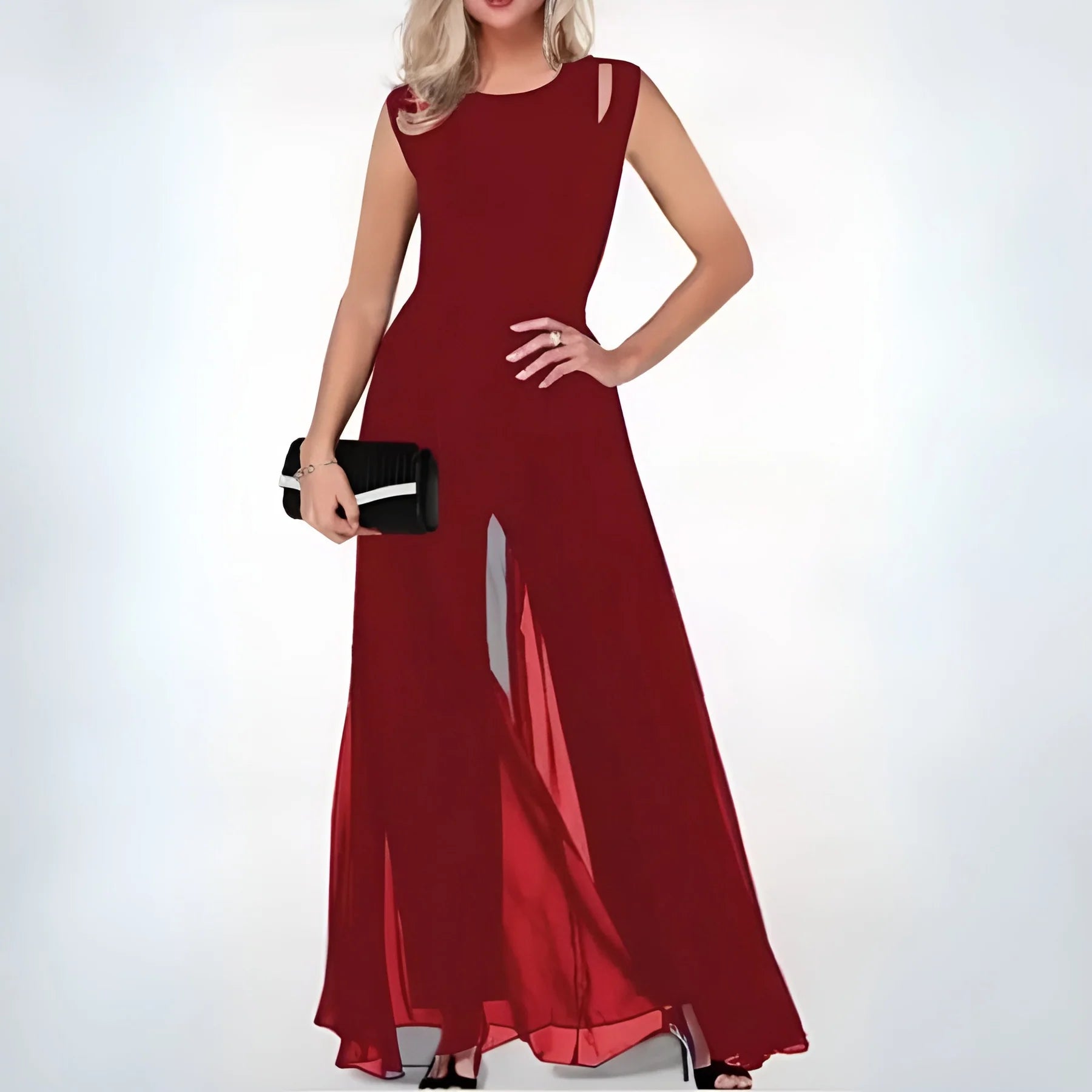 Larena - Sleeveless Jumpsuit with Sheer Wide-Leg Panels