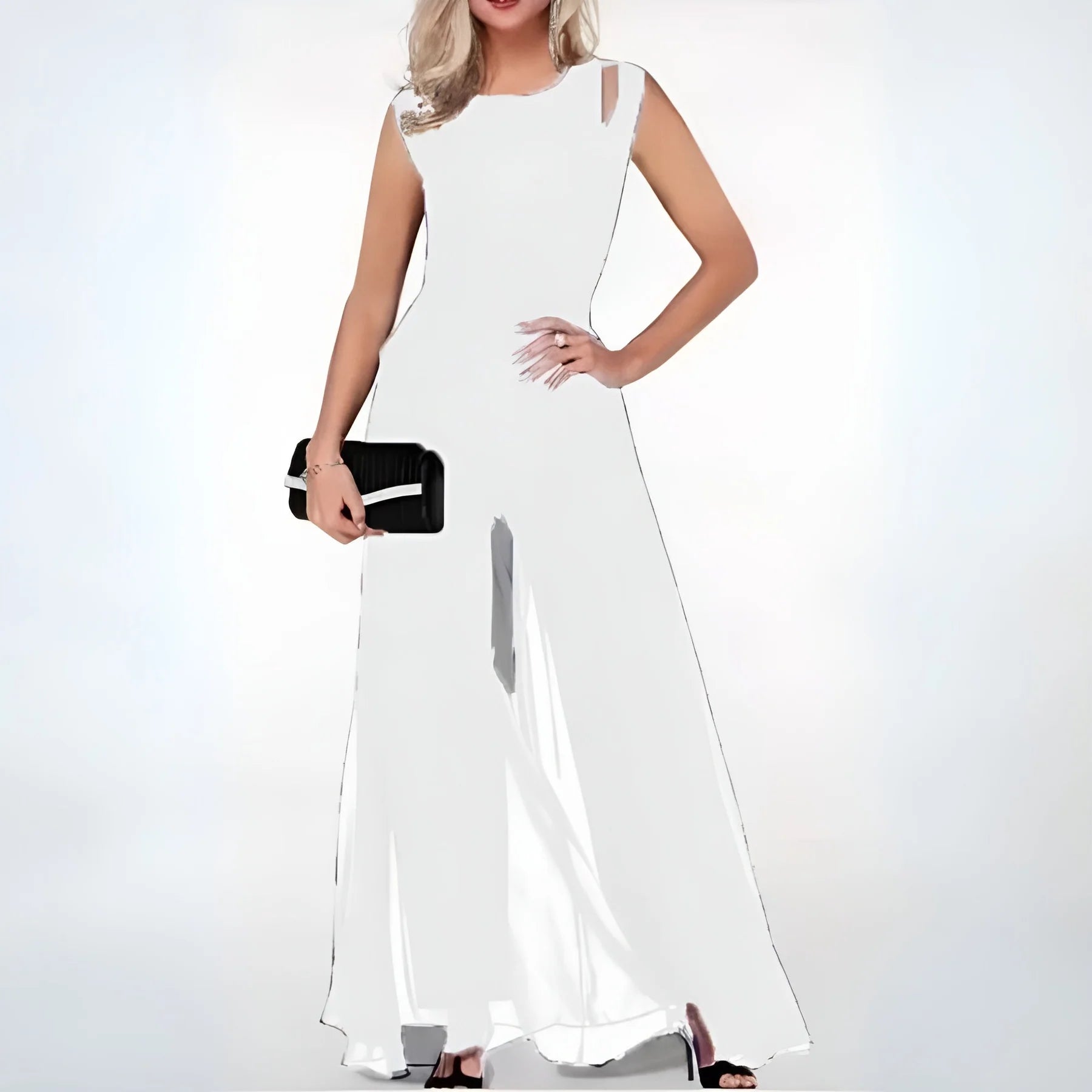 Larena - Sleeveless Jumpsuit with Sheer Wide-Leg Panels