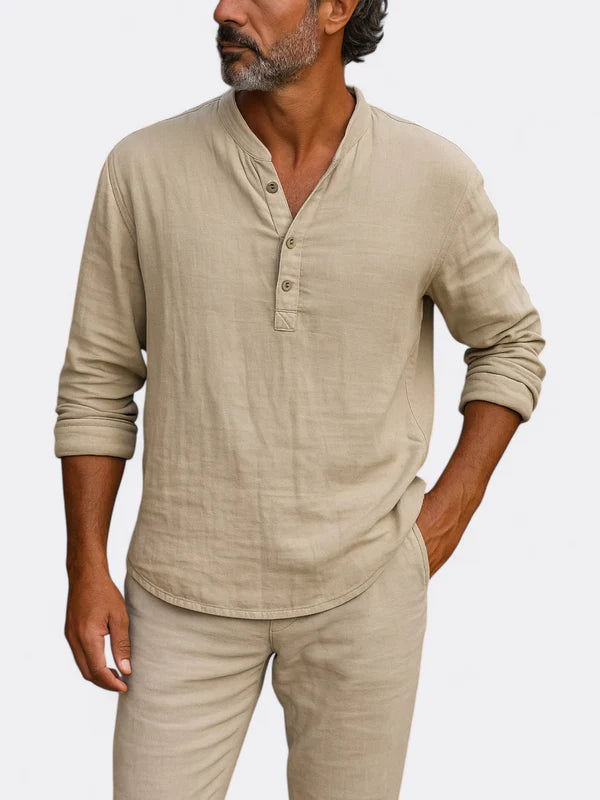 Liam - Lightweight Casual Henley Shirt with Buttoned Placket