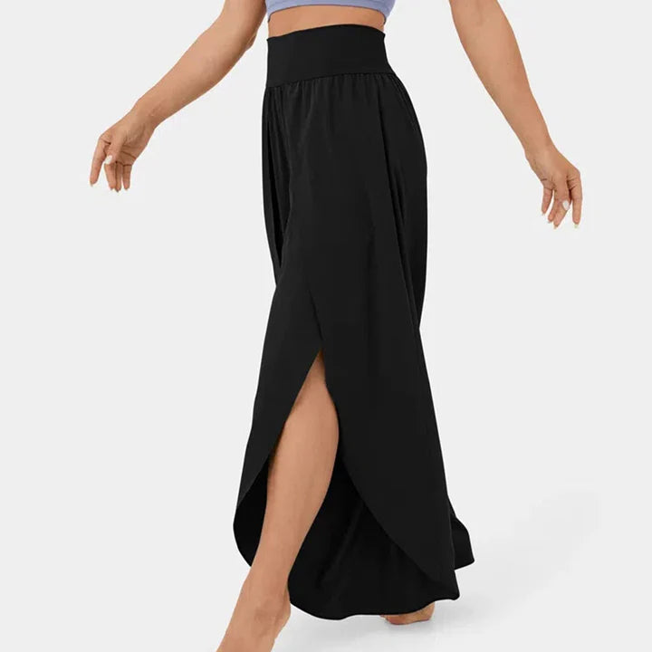 Liana – Split Leg Wide-Leg Pants with High Waistband