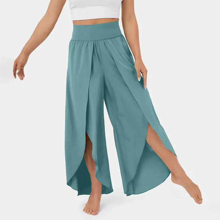 Liana – Split Leg Wide-Leg Pants with High Waistband