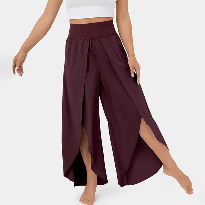 Liana – Split Leg Wide-Leg Pants with High Waistband