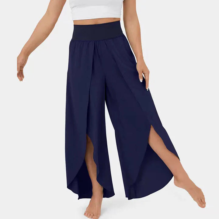 Liana – Split Leg Wide-Leg Pants with High Waistband