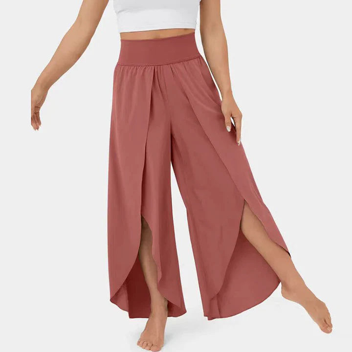Liana – Split Leg Wide-Leg Pants with High Waistband