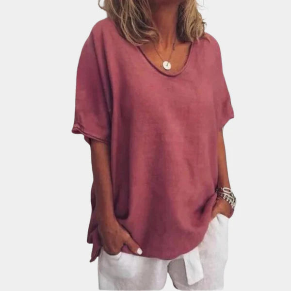 Lianne – Oversized Blouse with Relaxed Fit and Scoop Neckline