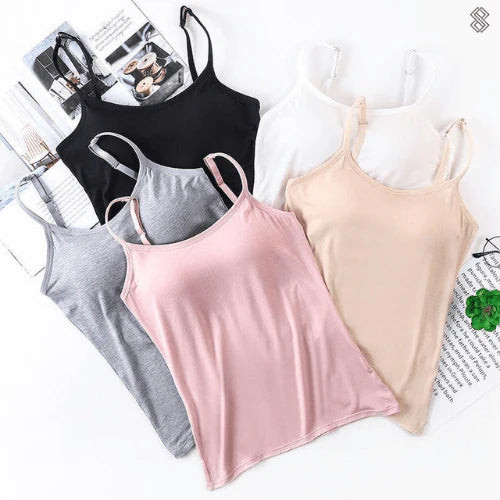 Lina – Seamless Camisole Top with Built-In Bra and Adjustable Straps