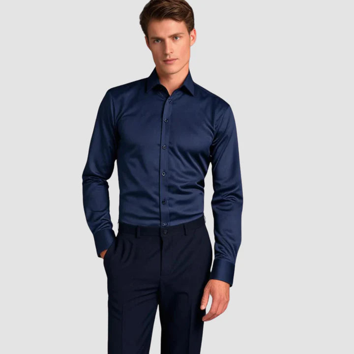 Logan – Slim-Fit Dress Shirt with Spread Collar for Formal Wear