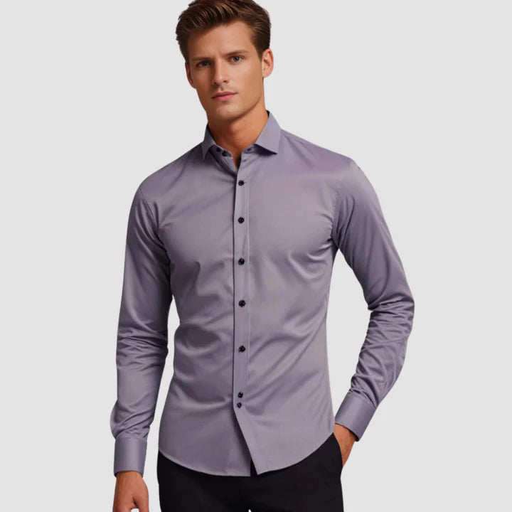 Logan – Slim-Fit Dress Shirt with Spread Collar for Formal Wear
