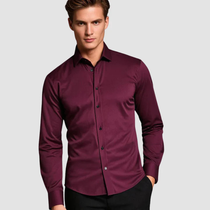 Logan – Slim-Fit Dress Shirt with Spread Collar for Formal Wear