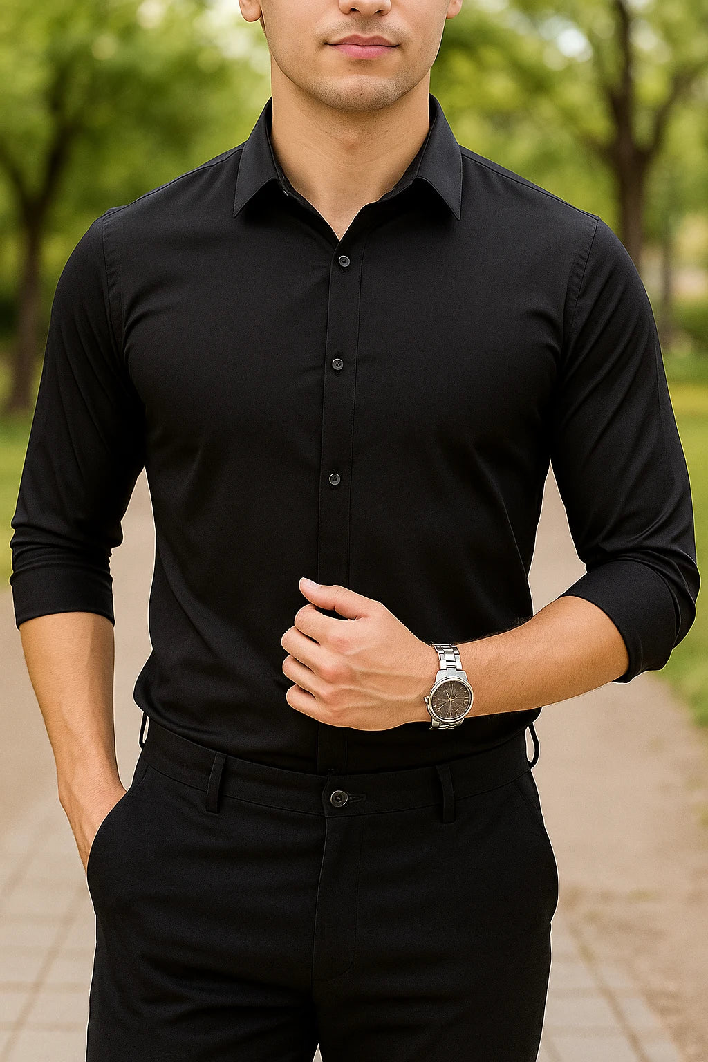 Luca – Slim Fit Shirt with Stretch Fabric and Formal Collar