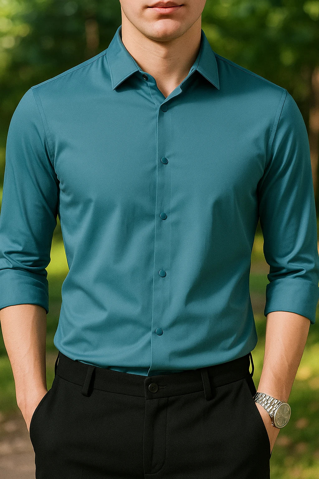 Luca – Slim Fit Shirt with Stretch Fabric and Formal Collar