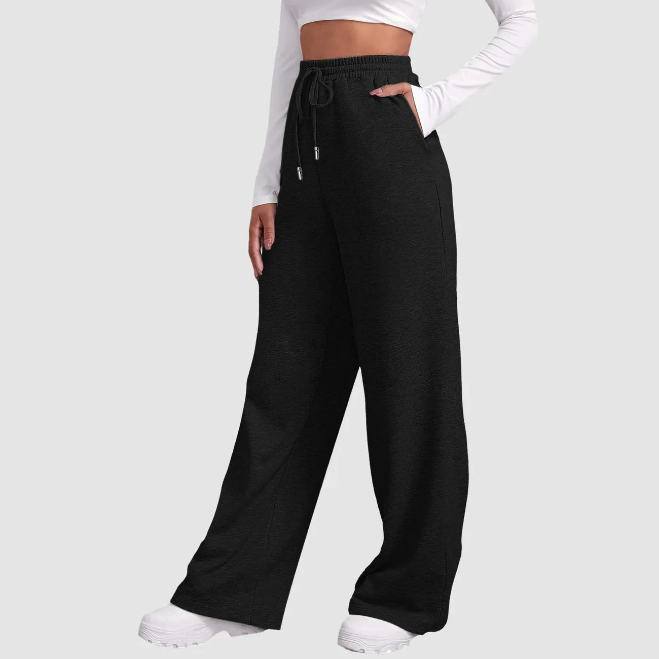 Luna – Wide Leg Joggers with Drawstring Waist and Side Pockets
