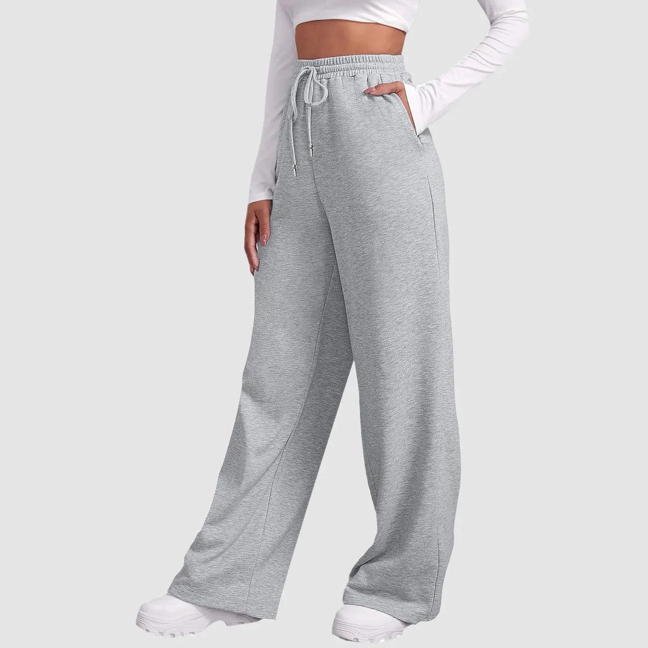 Luna – Wide Leg Joggers with Drawstring Waist and Side Pockets