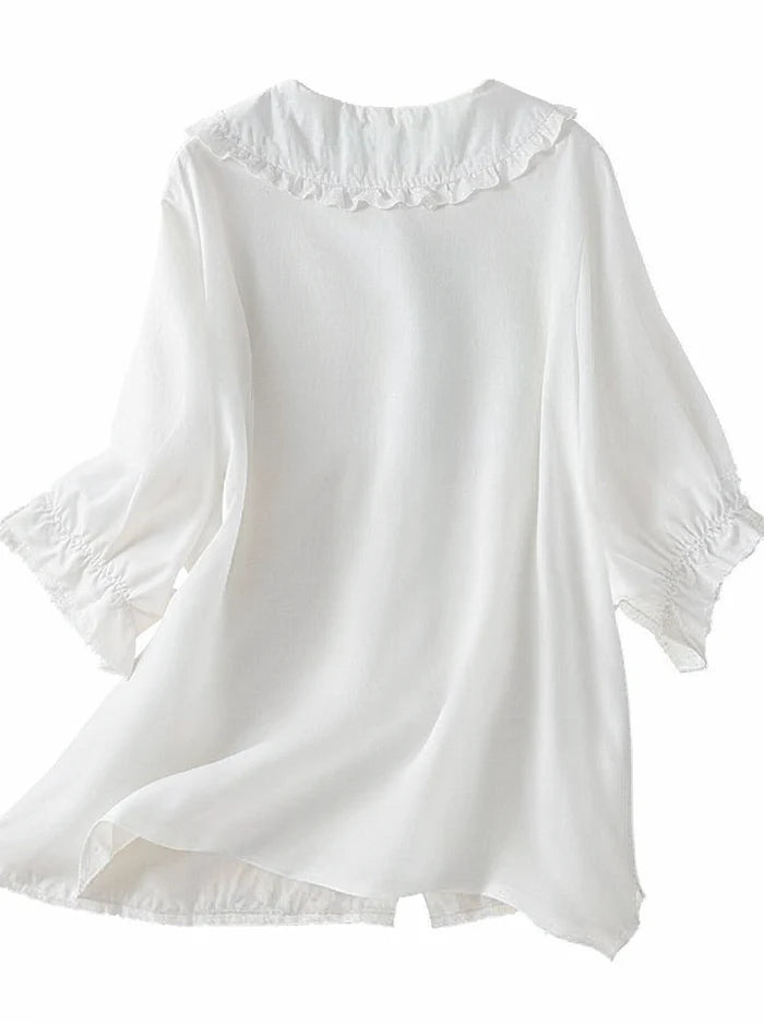 Lydia - Ruffle Collar Blouse with Puff Sleeves