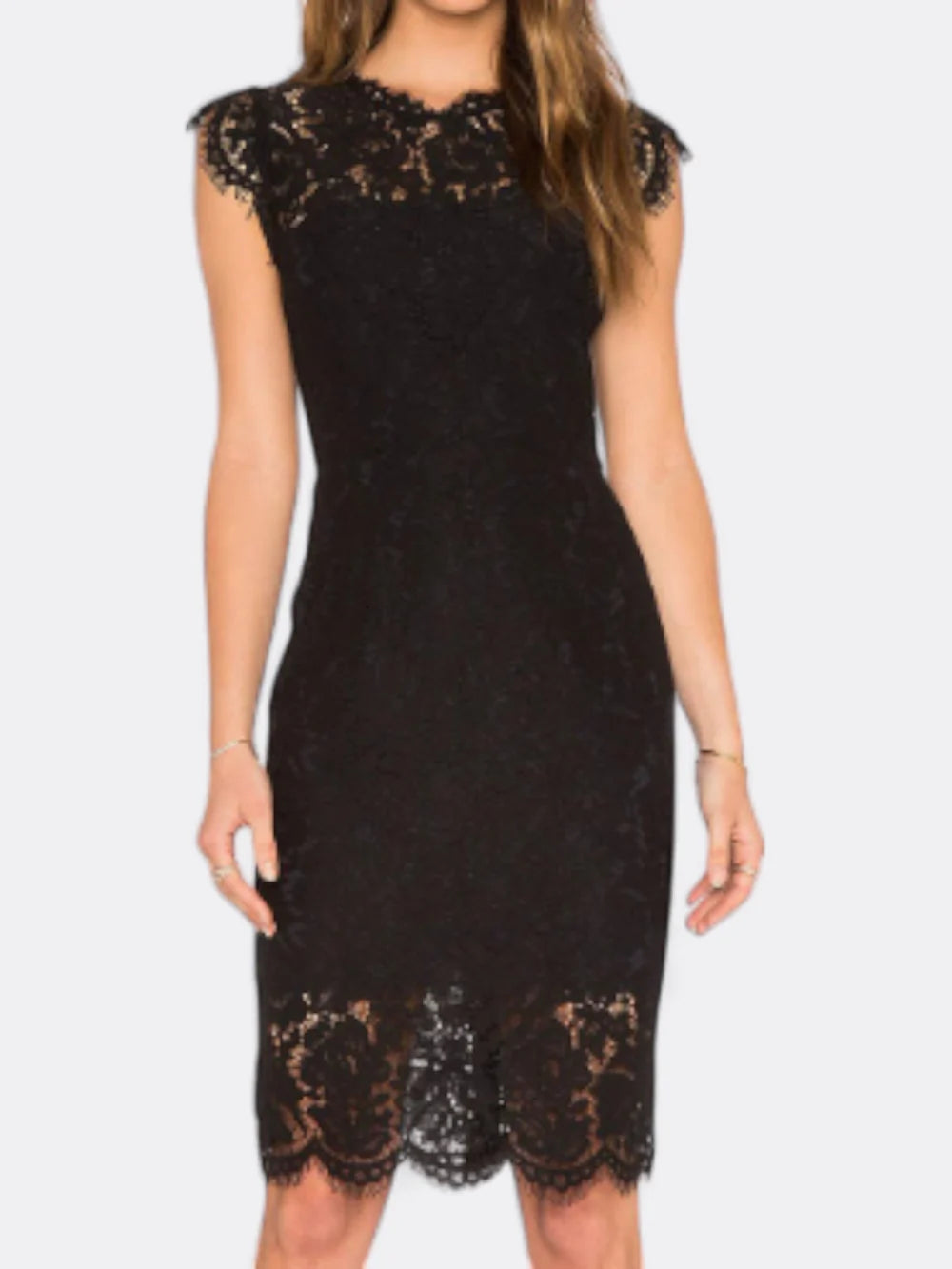 Marcella – Lace Bodycon Mini Dress with Sheer Waist Detailing