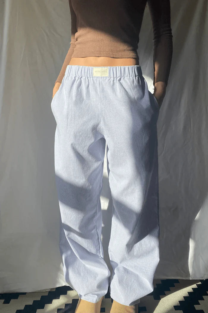 Maya - Relaxed Fit Striped Lounge Pants with Elastic Waistband