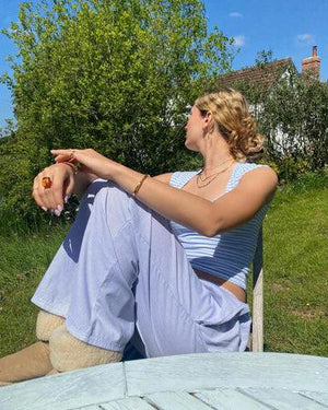 Maya - Relaxed Fit Striped Lounge Pants with Elastic Waistband
