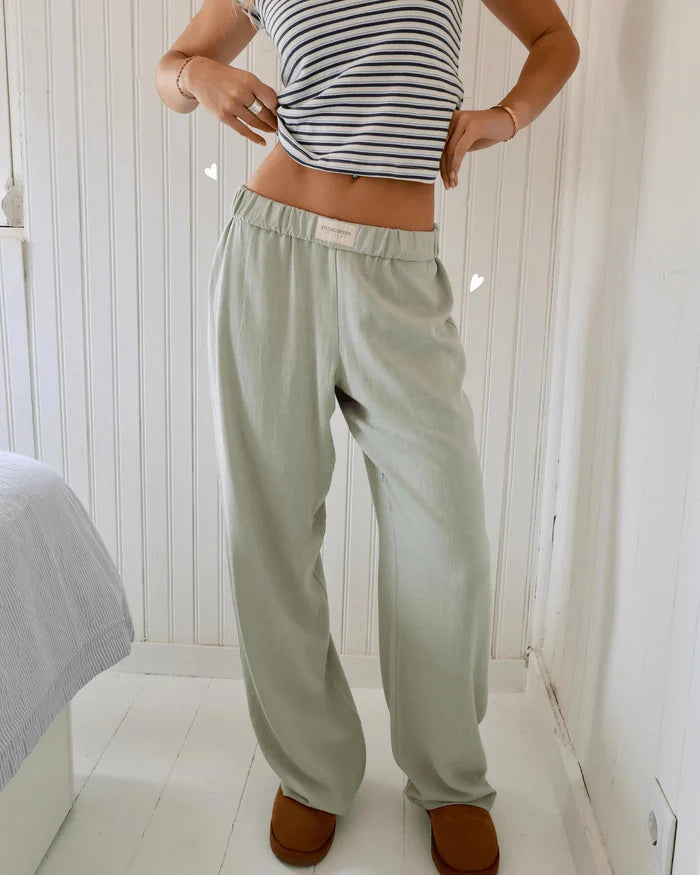 Maya - Relaxed Fit Striped Lounge Pants with Elastic Waistband