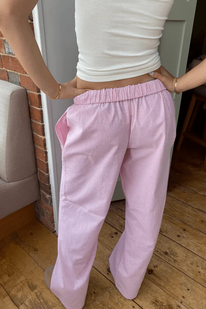 Maya - Relaxed Fit Striped Lounge Pants with Elastic Waistband