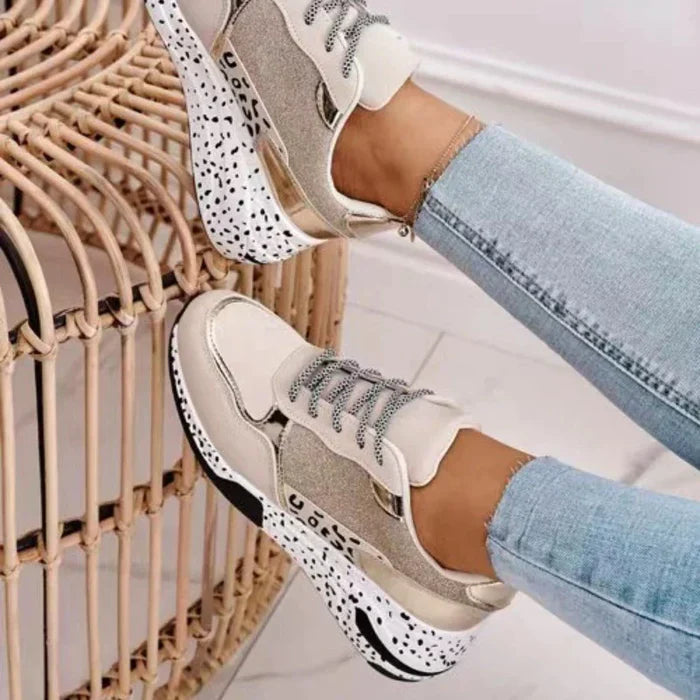 Myra – Chunky Platform Sneakers with Metallic Trim and Speckled Sole
