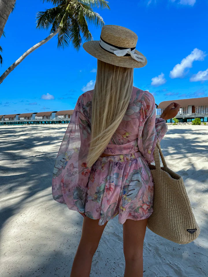 Nadia – V-Neck Tropical Romper with Relaxed Fit