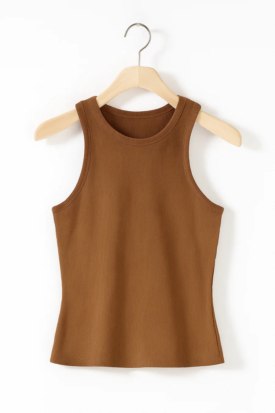 Nyla - Ribbed Sleeveless Top with High Neckline and Sculpted Fit