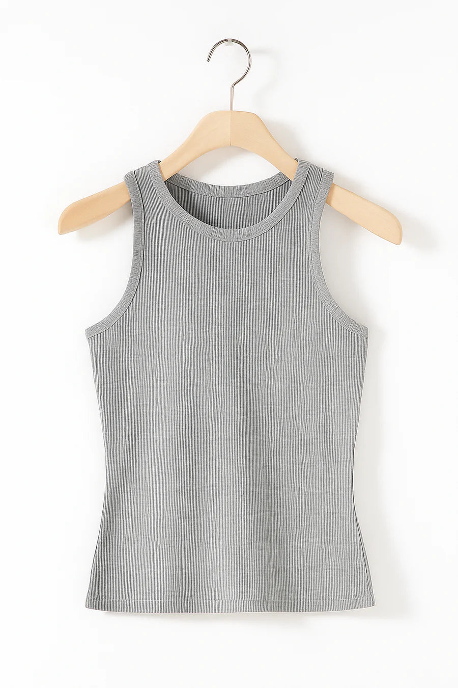 Nyla - Ribbed Sleeveless Top with High Neckline and Sculpted Fit