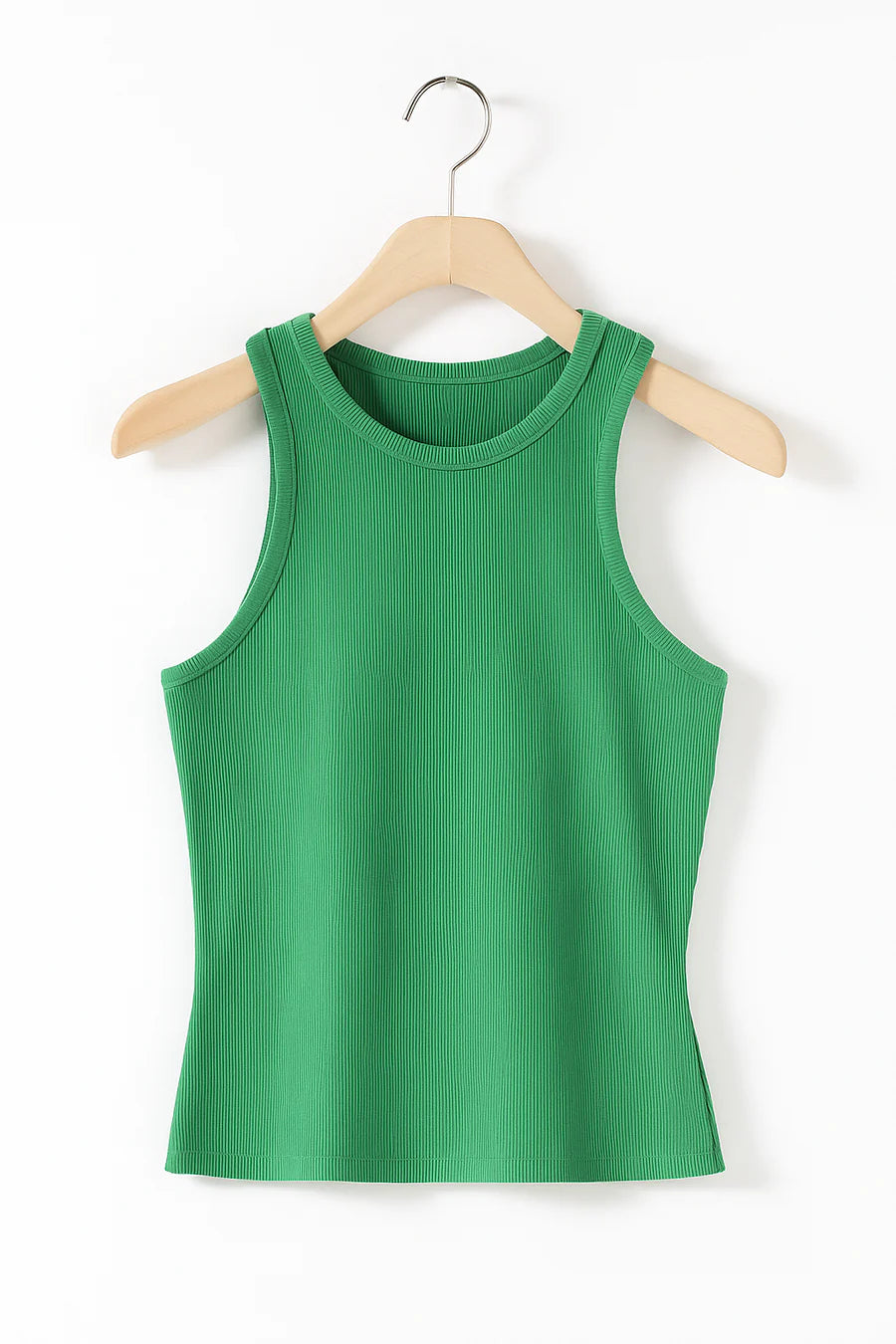 Nyla - Ribbed Sleeveless Top with High Neckline and Sculpted Fit