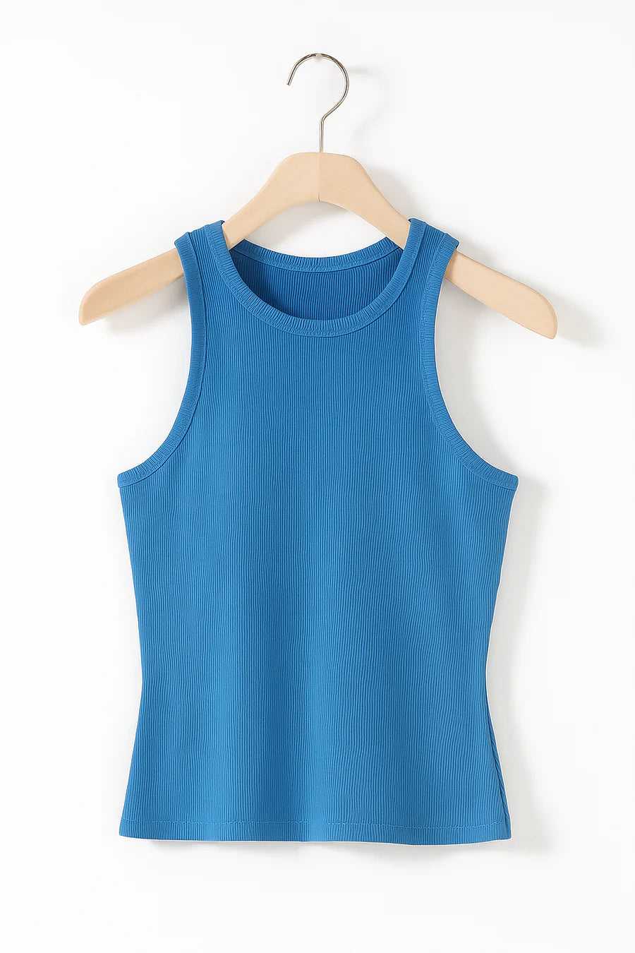 Nyla - Ribbed Sleeveless Top with High Neckline and Sculpted Fit