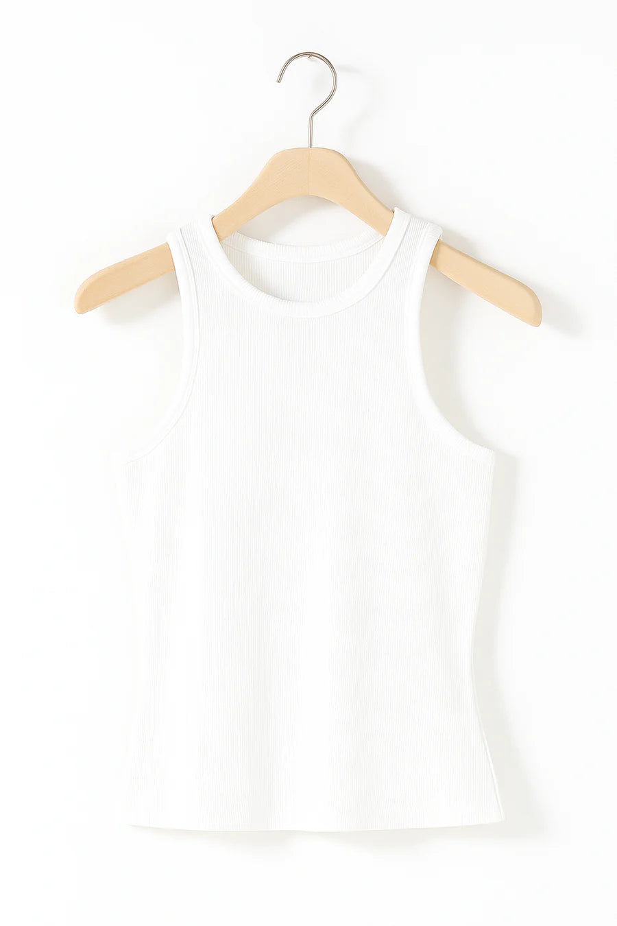 Nyla - Ribbed Sleeveless Top with High Neckline and Sculpted Fit