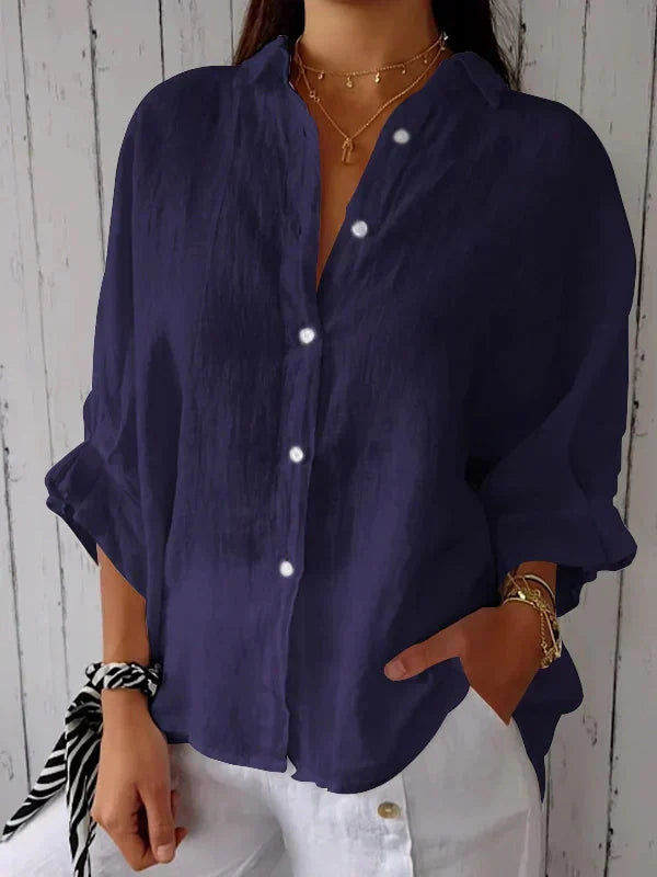 Rhea - Relaxed Button-Up Shirt with Rolled Sleeves