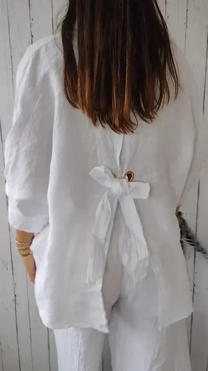 Rhea - Relaxed Button-Up Shirt with Rolled Sleeves