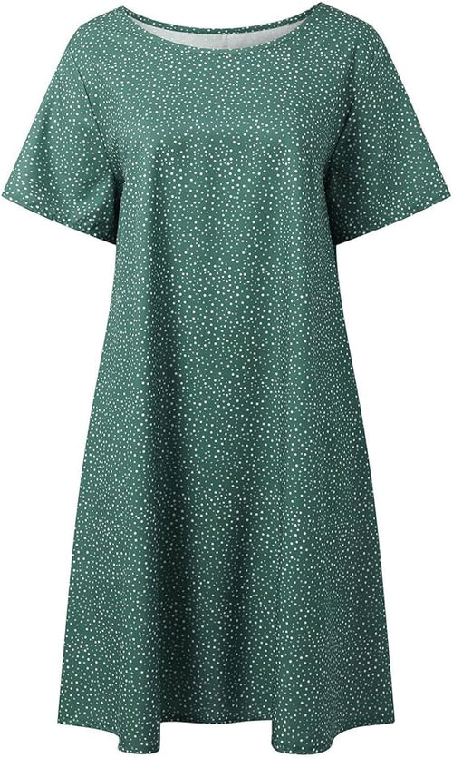 Scarlett - A-Line Short Sleeve Dress with Polka Dot Print