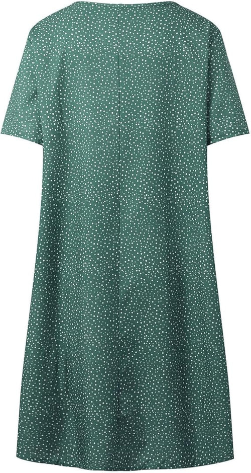 Scarlett - A-Line Short Sleeve Dress with Polka Dot Print