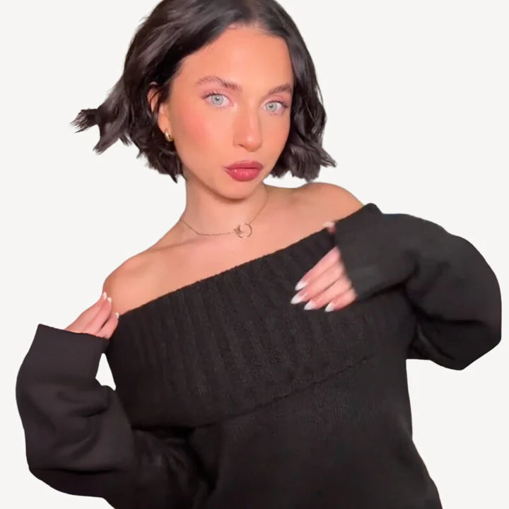 Seraphina – Sophisticated Off-Shoulder Ribbed Knitwear Essential
