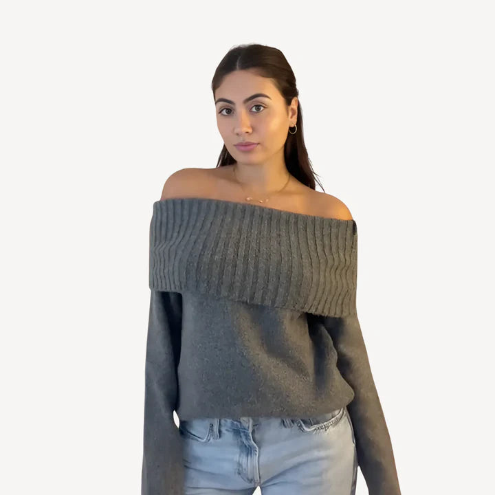 Seraphina – Sophisticated Off-Shoulder Ribbed Knitwear Essential