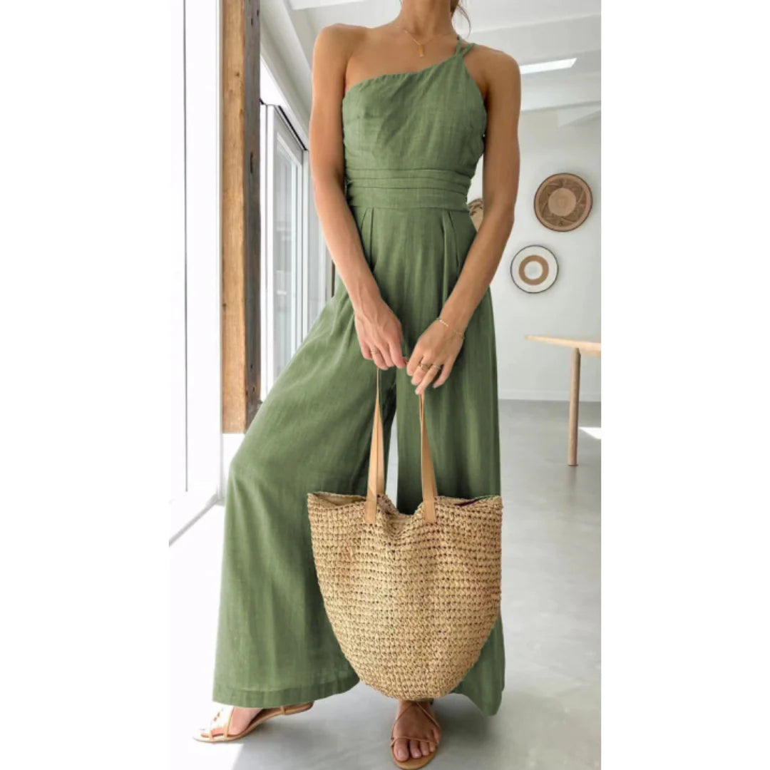 Serena - One-Shoulder Relaxed Jumpsuit with Belt