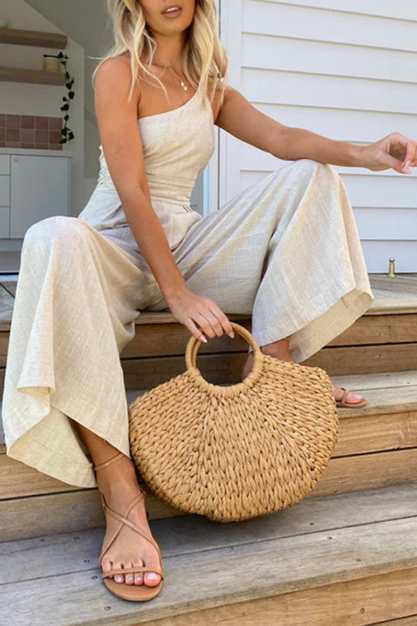 Serena - One-Shoulder Relaxed Jumpsuit with Belt