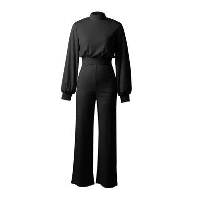 Marigold - Workwear Style Jumpsuit with High Neck and Relaxed Fit Sleeves