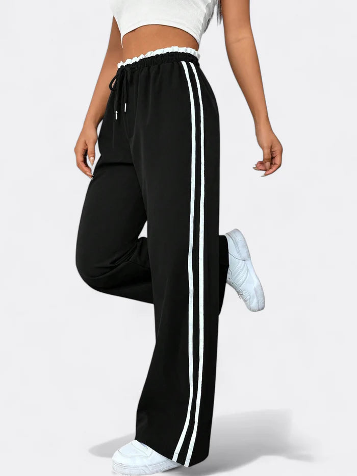 Sophie - High-Waisted Track Pants with Side Stripes