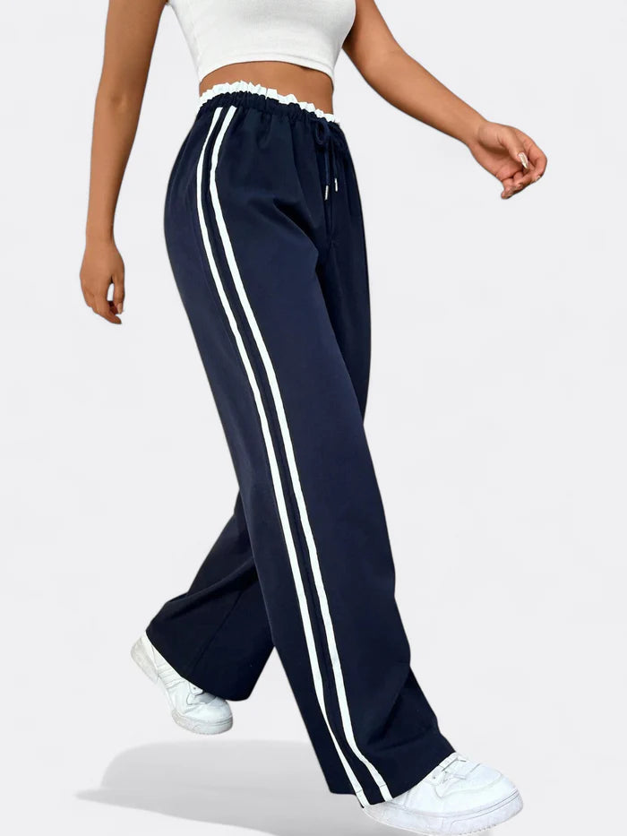 Sophie - High-Waisted Track Pants with Side Stripes