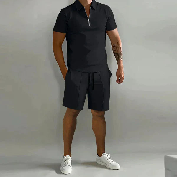 Xavier – 2-Piece Polo Set with Tapered Shorts and Stitch Detailing