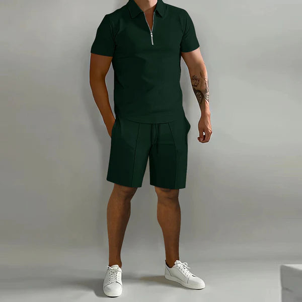 Xavier – 2-Piece Polo Set with Tapered Shorts and Stitch Detailing