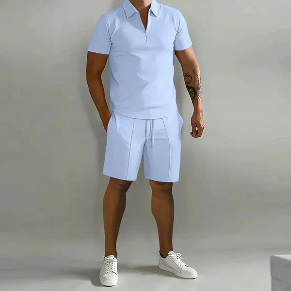 Xavier – 2-Piece Polo Set with Tapered Shorts and Stitch Detailing