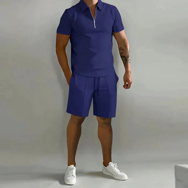 Xavier – 2-Piece Polo Set with Tapered Shorts and Stitch Detailing